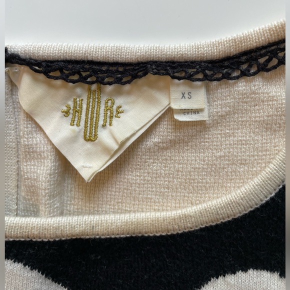 Anthropologie HWR Monogram Short Sleeve Sweater 100% cotton / size XS - Picture 7 of 7